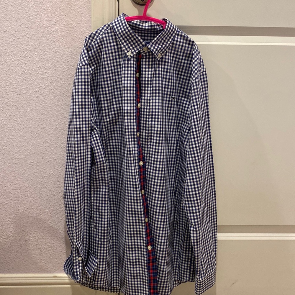 Vineyard vines navy gingham button down
